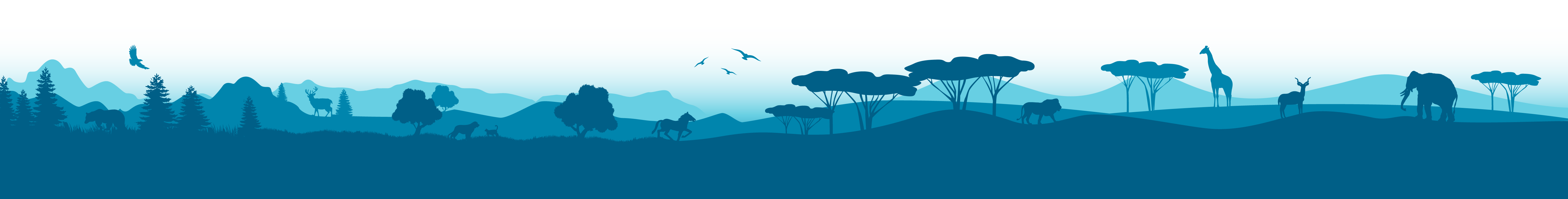 Landscape of different animals footer