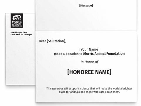Image of inside of the Dog Photo Honor Card with placeholder text