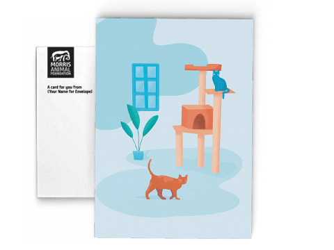 Image of front of the Cat Watercolor Memorial Card