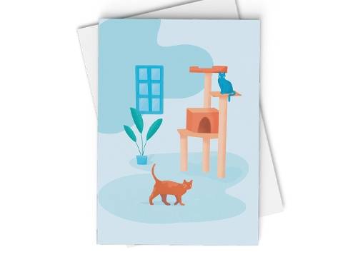 Image of front of the Cat Watercolor Memorial Card