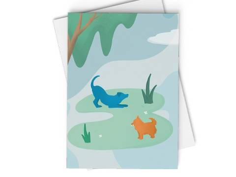 Image of front of the Dog Watercolor Memorial Card