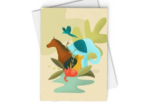 Image of front of the All Species Watercolor Memorial Card